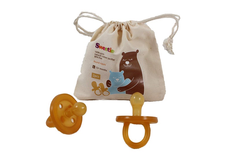Sweetie Rubber Pacifier Natural Rubber Pacifier Rounded 2 Count (0-6 Month/Small) - Image 1